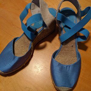 Ralph Lauren Blue Silk and Canvas Espadrilles